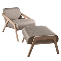 Fauteuil WASHINGTON avec repose-pieds en mindi vernis naturel