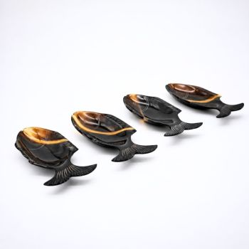 Lot de 4 coupelles POISSON en sabot naturel - 12.5x5.5cm
