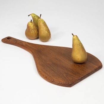 Planche à découper en teck naturel avec manche - HARICOT