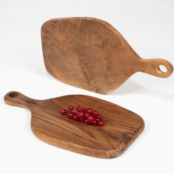 Lot de 2 planches à découper en teck naturel - SMOOTH