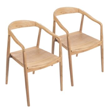 Chaises en teck brut TOKYO - LOT DE 2
