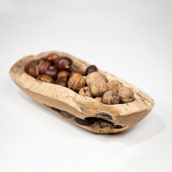 Plat en teck naturel brut EROSION - 38x17cm