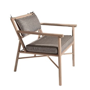 Fauteuil MIAMI avec accoudoirs en mindi vernis naturel