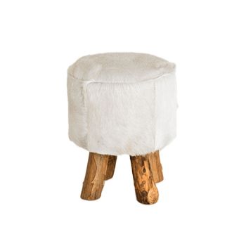 Petit tabouret repose-pieds en peau de chèvre