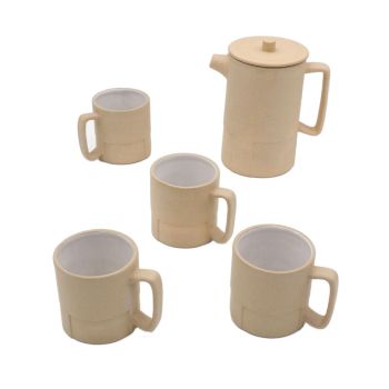 Set Théiere 650 ml + 4 tasses - Céramique blanc brillant   