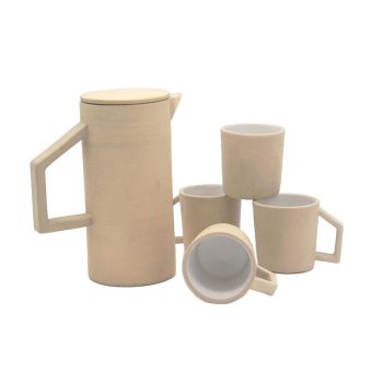 Set Théiere 950ml + 4 tasses - Céramique blanc brillant 