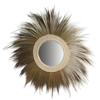 Grand miroir éthnique BANANA en fibres naturelles D100/120