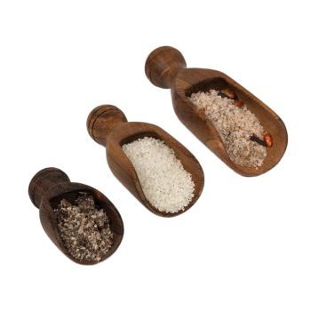 Set de 3 Pelles à sel en teck naturel - 10/13/17cm