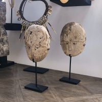 Masques duo TIMOR en bois vieilli - Set de 2 - 22/24cm